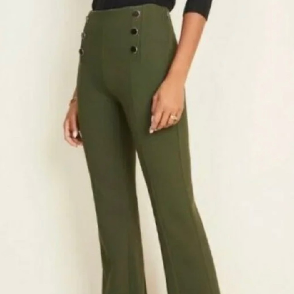 NWT Ann Taylor Sailor Flare Trousers Lustrous Olive